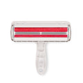 The roller, front view with the red fabric side