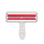 The roller, front view with the red fabric side