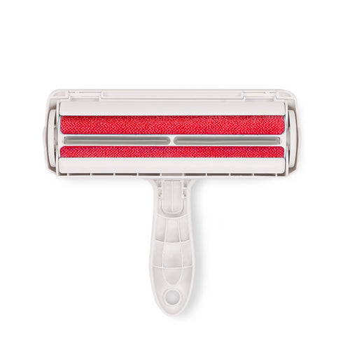 The roller, front view with the red fabric side